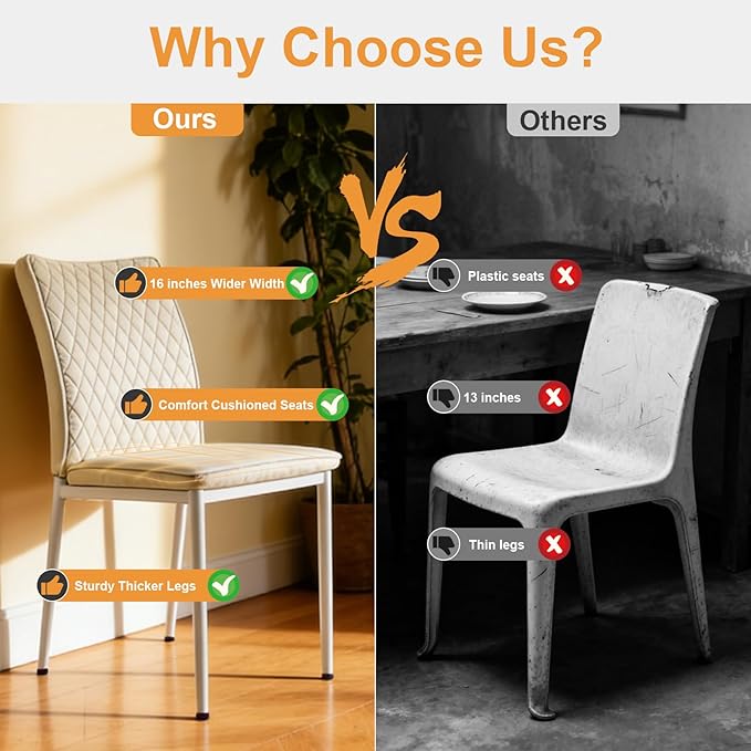 Dining Chairs Set of 2, Velvet Comfortable Seats, Mid-Century Modern Living Room Chairs, Upholstered Kitchen Chairs with Mental Legs and Padded Seat, Easy Assembly, Beige