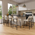 GXJ Bar Stools Set of 6, Upholstered Counter Height Bar Stools, 26 Inch Modern Counter Stools with Back, Textured Leather&Fabric, Metal Legs,Barstools for Kitchen Island Dining Room, White