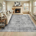 Homemate Washable Rug 8x10 Area Rugs - Vintage Faux Wool Rugs for Living Room Bedroom Dining Room - Non Slip Foldable Carpet Indoor Area Rug for Home Decor（8'x10', Black