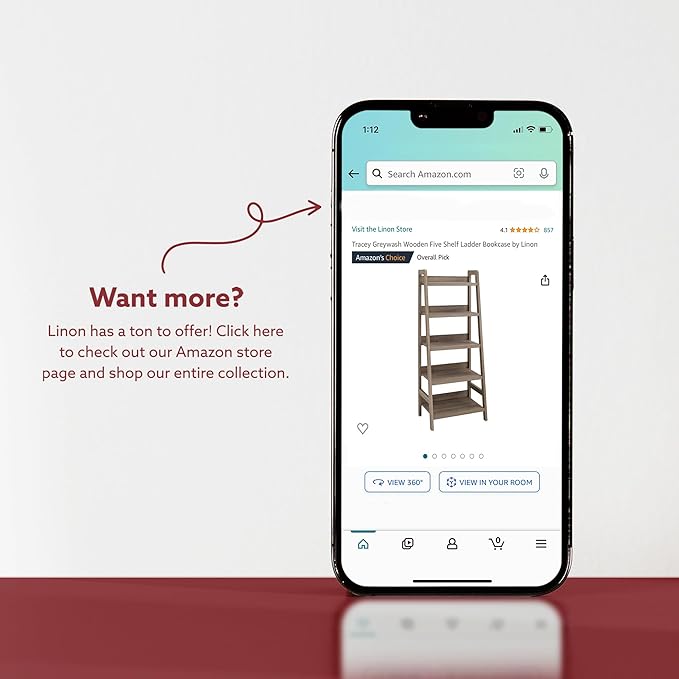 Melissa White Mid Century Five Shelf Ladder Bookcase by Linon