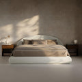 RECCI AirFrame Half-Moon Upholstered King Platform Bed Frame, Boucle Curved Arched Base with Headboard, 5 Inch Fully Round Cushioned Foam, No Box Spring Needed, Easy Assembly | Round Shaped, Boucle, Low-profile, Soft