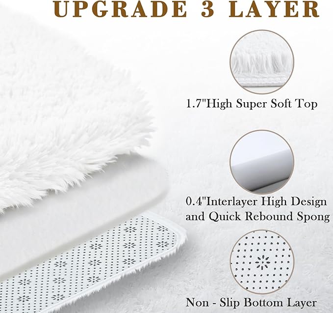 Area Rugs 9x12 Living Room, White Large Area Rug Shag Shaggy Carpet Soft Plush Furry Bedside Rug, Machine Washable Area Rugs for Bedroom Kids Girls Boys Home Decor Anti Slip(9 x 12, White)