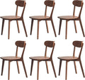 Modern Dining Chairs Set of 6, Solid Oak Wood Dining Chair with Comfortable Backrest, Sturdy Wooden Chairs for Kitchen, Dining Room