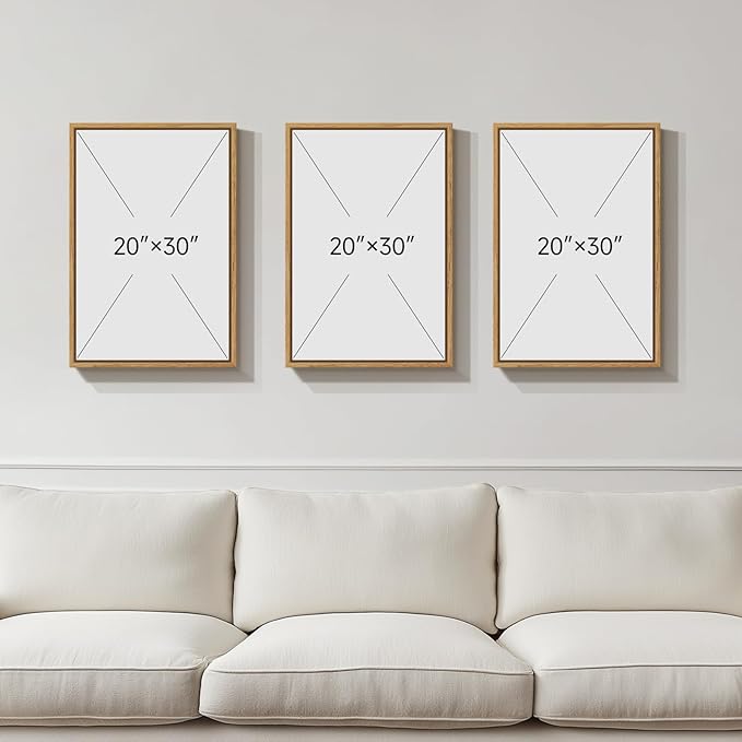 Framed Vintage Landscape Wall Art for Living Room, 3 Piece Rustic Lake Forest Canvas Artwork for Walls, Large Classic Nature Scenic Painting Prints for Bedroom Office Hallway Wall Decor, 20x30 Inch