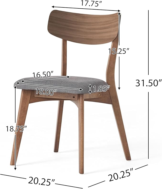 Christopher Knight Home Upholstered Wood Dining Chair,Stylish Designed Dining Room Chair, Accent Armchairs for Living Room (Set of 2),Dark Gray