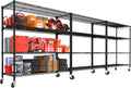 PrimeZone 3 Packs 55.5" W x 24" D x 80" H Heavy Duty Wire Storage Shelves with Wheels, 4 Tier Adjustable NSF Commercial Garage Shelving Unit, Rolling Metal Organizer Shelf Rack for Warehouse, Pantry