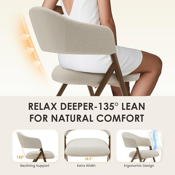 COLAMY Dining Chairs Set of 6, Mid Century Modern Dining Room Kitchen Dinner Chairs with Iron Legs, Open Back and Padded Seat, for Living Room/Bedroom/Restaurant/Cafe, Beige