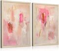 Abstract Wall Art Neutral Modern Canvas Painting Decor Pink Beige Minimalist Wall Art Contemporary Abstract Poster Artwork for Living Room Bedroom 16x24 Inch Wood Framed Set of 2