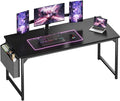 OLIXIS Computer Desk 63 Inch Home Office Desks for Small Spaces, Gaming Writing Study Work Table with Storage Bag for Bedroom, Black