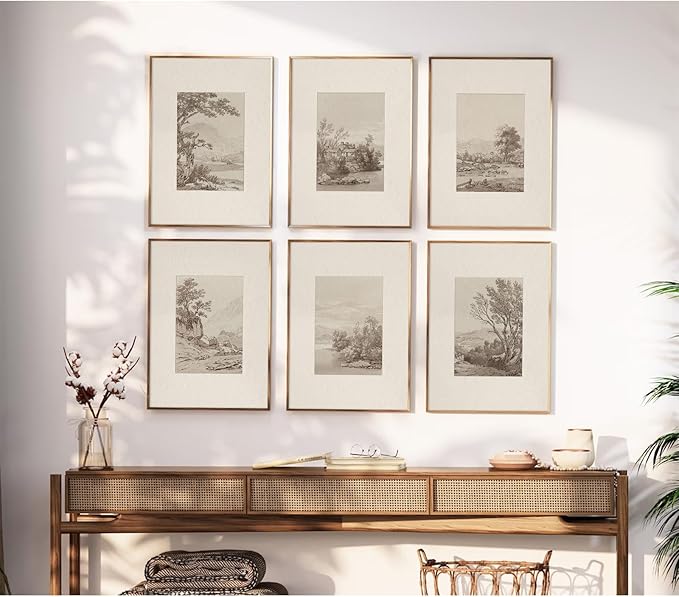 Joocrise Neutral Wall Art Decor Set of 6 Vintage Canvas Wall Art Rustic Farmhouse Wall Art Botanical Prints Country Pictures Neutral Vintage Artwork for Living Room Bedroom 8x10 Inch Unframed