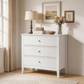 RoyalCraft White Fluted 3 Drawer Dresser, 32 inch Wide Dresser Nightstand for Bedroom, Modern Wood Chest of Drawers, Large Painted Nightstand with 3 Drawers for Closet, Hallway, Entryway