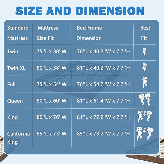 GarveeHome Full Size Wood Platform Bed Frame,Wooden Bed Frame Without Headboard, Wood Slat Support,No Box Spring Needed, Easy Assembly