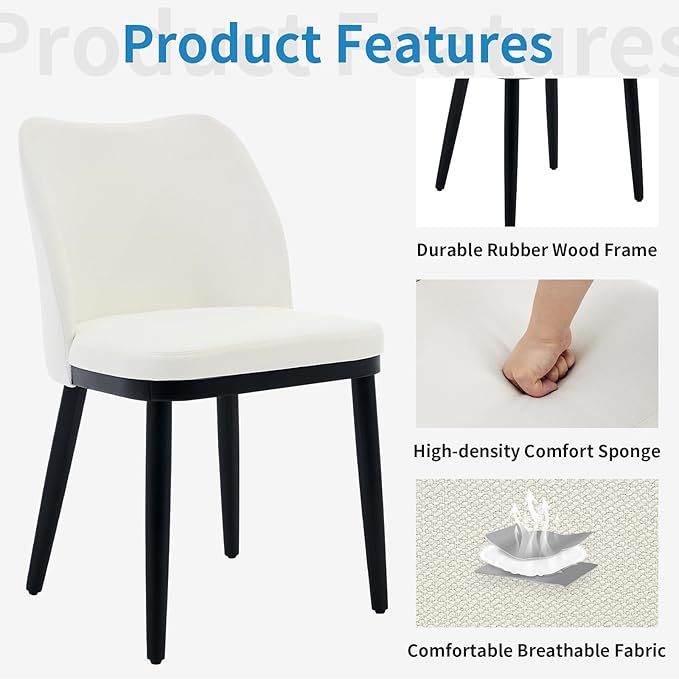 GarveeHome Wooden Dining Chairs Set of 6, Upholstered Kitchen Dining Room Chairs with Padded Seat and Wood Legs, Modern Fabric Side Dinner Chair for Kitchen, Dining Room, Restaurant, Cafe