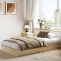 Wood Platform Bed with Sturdy Wooden Slats, Twin Size Floor-Standing Bed Frame, Modern Minimalist Design Space-Saving Bed Frame, No Box Spring Needed, Easy Assembly