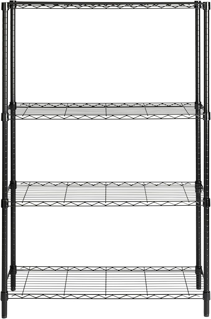Honey-Can-Do 4-Tier Heavy-Duty Adjustable Shelves, Metal Storage Rack with 250-lb Shelf Capacity, Black, 14" W x 36" L x 54" H