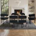 SIMTONAL Boucle Dining Chairs Set of 6-Black Accent Chairs with Arms, Soft Teddy Fleece Upholstered Armchairs for Kitchen Dining Living Room