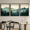 Mountain Wall Art Decor Set of 3 Sage Green Forest Canvas Wall Art Prints Nature Landscape Wall Decor Watercolor Pine Tree Pictures Abstract Modern Painting for Living Room Bedroom 24x36 Inch Unframed