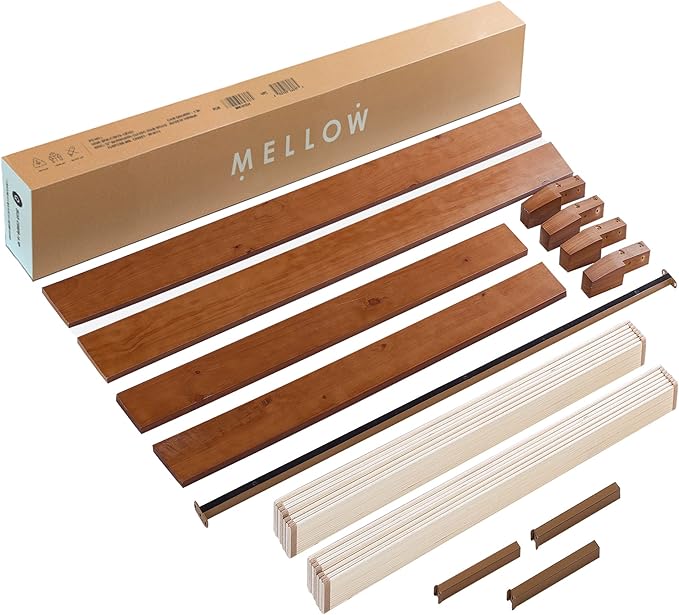 Mellow Naturalista Grand - 12 Inch Solid Wood Platform Bed with Wooden Slats - No Box Spring Needed - King (Cherry)