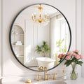 Round Wall Mirror 20 Inch Black Vanity Mirror with Metal Frame, Modern Circle for Bathroom, Entryway, Bedroom, Living Room, Wall Mounted Decorative Mirrors
