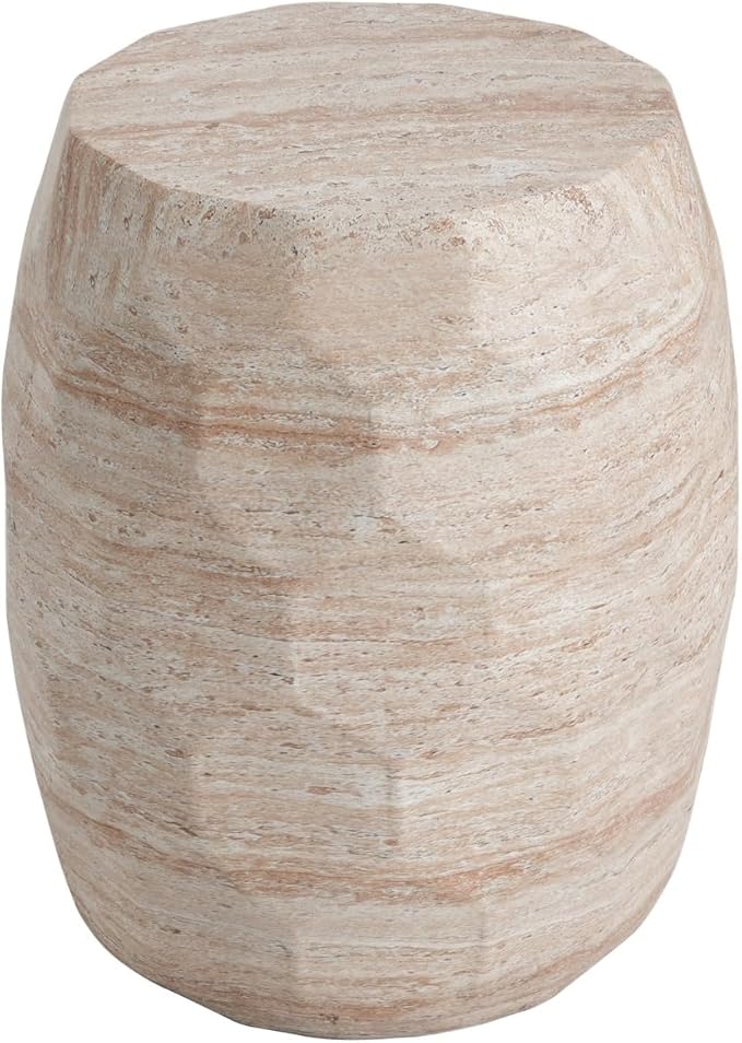 KEVINSPACE Small Side Coffee Table Outdoor MGO Round End Living Room Accent Sofa Bedside Couch Table Bedroom Apartment Indoor 15.25" W x18.25 H Beige Concrete