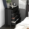 TaoHFE Black 4 Drawer Dresser for Bedroom,Wood Lingerie Chest of Drawers for Bedroom,Modern 36inch Tall Black Dresser for Bedrooms Living Room, Entryway, Cloakroom