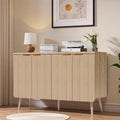 47.2" Modern Fluted Sideboard Cabinet with 4 Doors, Wood Storage Credenza with Shelves, Multi-Purpose Buffet Cabinet for Entryway, Dining & Living Room, Natural Wood