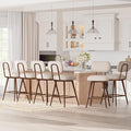 MALOL 26“ Swivel Bar Stools Set of 6, Mid Century PU Leather Counter Height Bar Chairs with Low Back and Metal Legs, Modern Bar Stool Chair for Kitchen Island, Beige