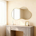 Itrue 26×46 Inch Gold Framed Irregular Tempered Glass Wall Mirror, Asymmetrical Vanity Mirror for Bathroom, Bedroom, Entryway