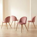 Homy Casa Dining Chairs Set of 4 Velvet Accent Kitchen Chairs Set Scandinavian Style Side Chair Set for Living Dining Room Lounge, Metal Legs and Soft Seats, Rose 4PCS