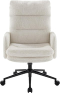 IWMH High-Back Home Office Chair,Upholstered Desk Chair with Armrests,Height Adjustable Armchair with Wheels, Swivel Office Desk Chair, Ergonomic Computer Task Chair, Leisure Armchair Cashmere(White)