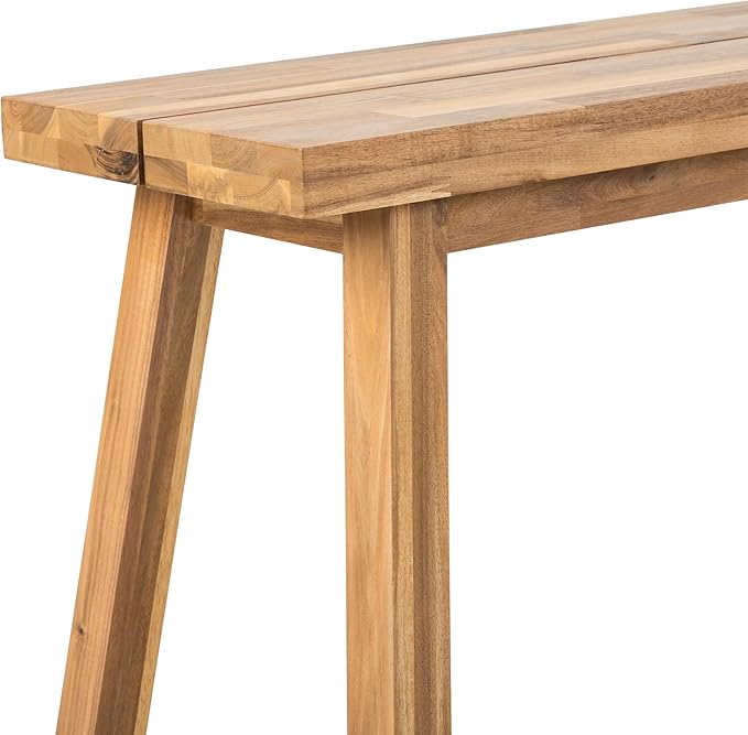 VICTORY RELAX Solid Wood Bench - Minimalist Design, Acacia Wood Construction, Light Natural Color, Versatile for Entryway, Living Room, Bedroom & Outdoors, Easy Assembly & Weather-Resistant