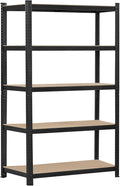 Topeakmart 5-Tier Utility Shelves, Metal Storage Shelves Garage Shelving Unit Adjustable Garage Storage Shelves Storage Racks Heavy Duty Shed Shelving- Black, 35.5 x 16 x 71 Inch