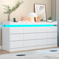 Gyfimoie 12 Drawer Dresser with Power Outlet, Dresser with LED Light, Modern Chest of Drawers for Closet, Double Wide Drawer Organizer Cabinet for Bedroom, Living Room (White, 12 Drawers)