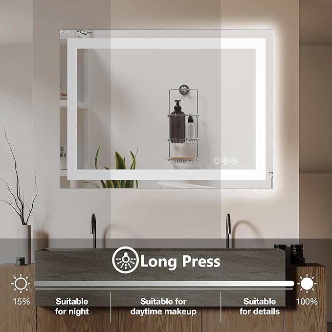 NEWBULIG Bathroom Mirror, Wall Mirror with Aluminum Alloy Thin Frame, Bathroom Mirrors for Over Sink, Bedroom, Living Room, Entryway