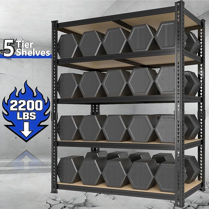 78'' H Garage Storage Shelves, Shelving Units and Storage, Heavy Duty Garage Shelving, Metal Shelves for Basement, Warehouse, Pantry, Closet, Kitchen, 78''H x 40''W x 16''D, 2200 LBS