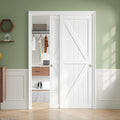 60x80in Sliding Closet Doors (Double 31in) White Bypass Closet Door,Easy Install Modern PVC Closet Doors with Hidden Track,Quiet Rollers,Solid Wood Core,Space Divider for Bedroom Living Room