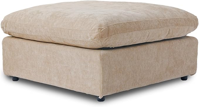 Cloud Modular Sectional Sofa, Linen Blend Fabric Ottoman Module Couches for Living Room, Cushion Covers Washable&Removable, Khaki