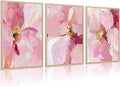 Abstract Floral Wall Art Pink Flower Canvas Pictures Modern Wall Decor Blush Pastel Pink Prints Peony Painting Minimalist Poster Botanical Artwork for Bedroom Living Room 16x24 Inch Unframed set of 3