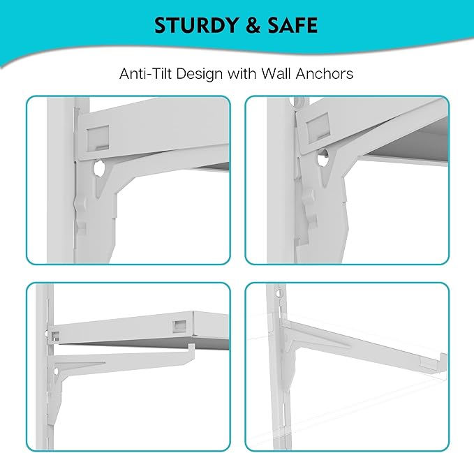 2-Pack 8" Deep ×32″ Long Adjustable Deep Floating Shelves for Wall 3‑Tier, Wall Mount Metal Shelf 165 LBS, Heavy Duty White Storage Rack for Garage, Kitchen, Bathroom, Wall Shelving Decor