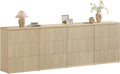 SICOTAS Modern Buffet Sideboard Cabinet with Larger Drawers, 4 Pieces Fluted Credenza Coffee Bar Table with Storage, Mid Century Media Console Accent Table for Dining Room Entryway Kitchen