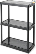 Gracious Living 3 Shelf Fixed Height Light Duty Storage Unit 12 x 24 x 33 Organizer System for Home, Garage, Basement, & Laundry, Black (2 Pack)