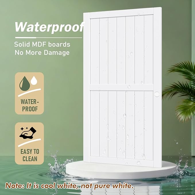 FREDBECK Sliding Closet Doors 72x80(Double 37inch),Bypass Barn Door with Hardware,for Bedroom,White,H Frame,Assemble Required