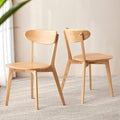 100% Solid Wood Dining Chairs Set of 2, Mid Century Modern with Wide Rounded Backrest, Chairs for Dining Room, Kitchen Chairs, Original Wood Color