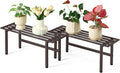 Dipion 2 Pack Metal Plant Stand Outdoor Plant Shelf Indoor,1 Tier Heavy Duty Plant Stands for Multiple Plants,26" L x 10.12" H x 8.75" W,Coffee