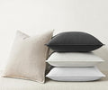 Grey Pillow Covers 18x18 Neutral Boho Couch Linen Throw Pillows with Flange Design for Bed Pack of 4 Accent Modern Pillowcase for Sofa Livingroom Bed and Balcony Home Decor