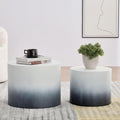 WILLIAMSPACE 18.9" Gradient Color Nesting Coffee Table Set of 2 for Living Room, Modern Round Coffee Tables Accent Circle Tea Table Set for Small Space, No Assembling, White + Blue