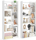 Tangkula 6-Tier Bookshelf, 64”H Tall Open Bookcase with Anti-Tip Kits, Home Office Free-Standing Wood Room Divider Display Book Shelf, Modern 11-Shelf Storage Rack for Study, Living Room (2, White)