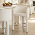 HNY Modern Counter Height Bar Stools, 26”H Barrel Counter Stools for Kitchen Counter, Upholstered Barstools with Back and Armrest, Velvet Bar Stools for Kitchen Island, Home Bar, Cream