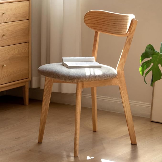 100% Solid Wood Dining Chairs,Mid Century Modern Dining Chairs with Upholstered Cushion,Kitchen,Dining Room Chairs Set of 1/2/4 (1, Original Color Grey Upholstery)