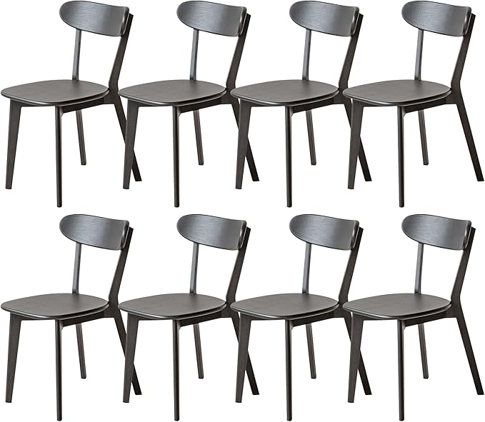 Modern Dining Chairs Set of 8, Solid Oak Wood Dining Chair with Comfortable Backrest, Sturdy Wooden Chairs for Kitchen, Dining Room
